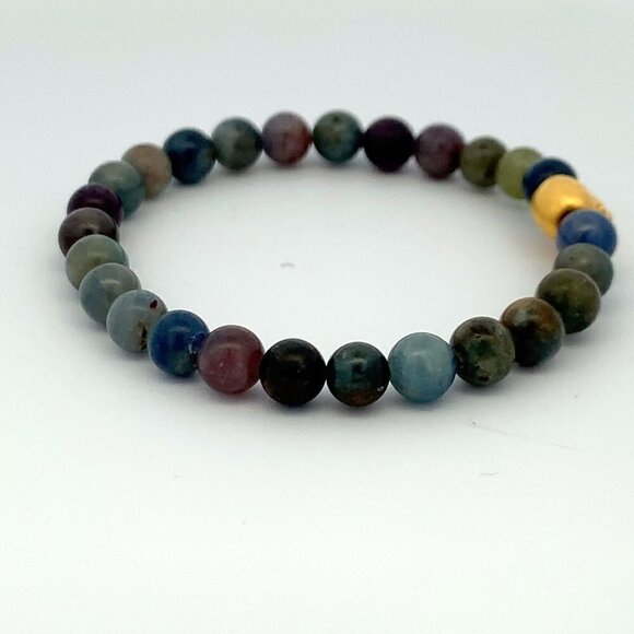 24K Gold Money Bag Lucky Charm Bracelet Gemstones Natural Multicolor Sapphire - Picture 5 of 8